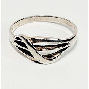925K Sterling Silver Modernist Asymmetrical Weave Ring Sz 11.75 VGC